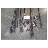 Eight Fishing Rods and Four Rods and Reels