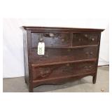 Antique Serpentine Tiger Oak Dresser