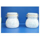Vintage Blue & White Speckled Stoneware Canisters