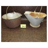 Large Cast Iron Kettle & Coal Bucket