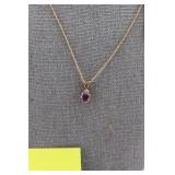 10 KT Yellow Gold Amethyst with CZ Pendant
