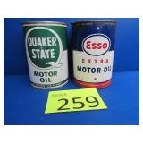 Quaker State & Esso Motor Oil Cans