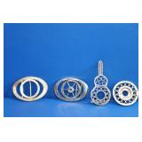 Four Metal Handcrafted Belt Buckles