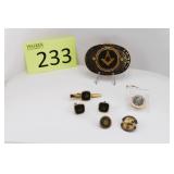 Vintage Masonic Belt Buckle, Tie & Cuff Clips, Pin