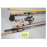 Fly Rod and Reel, Two Spin Caster Rods and Reels