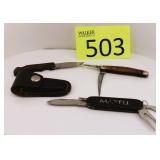 Three Vintage Knives and Sheath