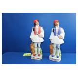 Two Metaxa Greek Soldier Porcelain Decanters