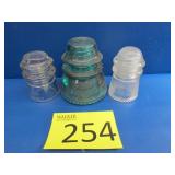 3 Vintage Glass Insulators