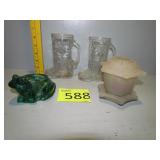 Glass Boots, Glass Votive Frog, Candle Holder