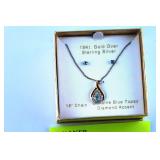 Blue Topaz & Diamond 18k Gold Over Silver Set