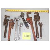 Eight Adjustable Wrenches