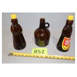 Two Mrs. Butterworth Bottles, Brown Glass Jug