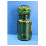 Vintage Green Glass Apothecary Lidded Jar