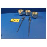 Smyth Pewter Cups / Iron Fire Pokers