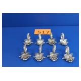 Set of 8 Vintage Pewter  Rose Napkin Rings