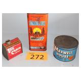 Three Vintage Metal Cans