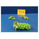 Vintage Jade Holly Berry and Cluster of Grapes