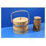 Wood Firkin Lidded Bucket / Small Butter Churn