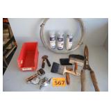 Paint Brushes, Roll of Wire, 3 Cans Lacquer Sealer