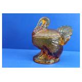 L.E. Smith Amber Turkey Candy Dish