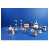 Pewter Candlesticks and Serving Pieces
