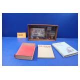 Vintage Shadow Box and Antique Books