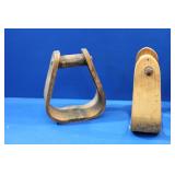 Vintage Oak Wood Stirrups