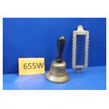 Mid Century Metal Cheese Cutter / Hand Bell