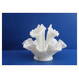 1950s Fenton Milg Glass Hobnail Epergne with Horns