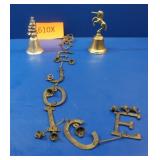 Vintage Rejoice Bell Chime, Brass Bells