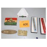 Glass Advertising Tray, Cross Pins, Ski Wax,