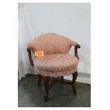 Louis XV Pink Brocade Upholstered Swivel Armchair