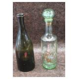Two Vintage Glass Bottle Decanters