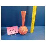 Cased Pink & White Spatter Art Bud Vase