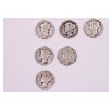 Ten Mercury Dime Coins