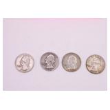 Four 1959 - 1964 Washington Quarters