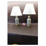 Set of Asian Style Porcelain Vase Table Lamps