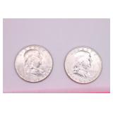Two 1960-D Franklin Half Dollars