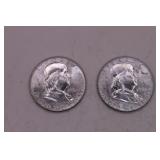 Two 1961 P Franklin Half Dollars