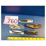 Five No Name Lock Blade Knives