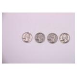 Four 1956 - 1958 Washington Quarters