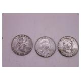 Three 1963 D Franklin Half Dollars