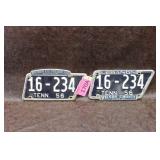 Set of 1956 TN License Plate with Lebanon Frame