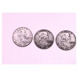 Three 1961 D Franklin Half Dollars