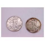 Two 1943 Walking Liberty Half Dollar Coins