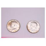 Two 1964 P Kennedy Half Dollar Coins