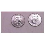 Two 1961 P Franklin Half Dollars
