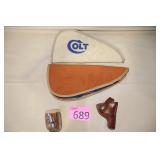 Two Pistol Pouches / Two Leather Gun Holsters