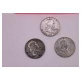 Three 1963 D Franklin Half Dollars