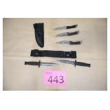 Three Throwing Knives in Case / Knife with Sheath